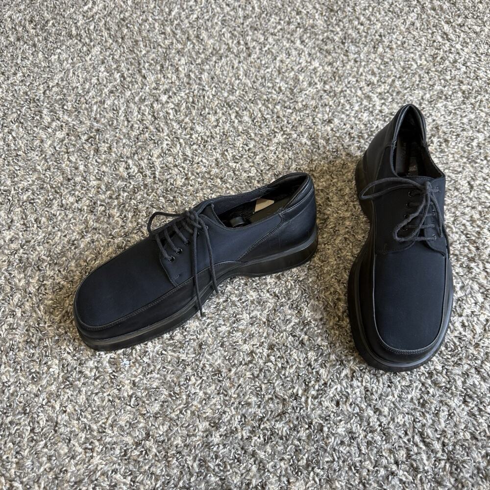 Vintage Bacco Bucci Men Oxford Shoes Dark Black Leather / Fabric 43 US 9.5 Italy
